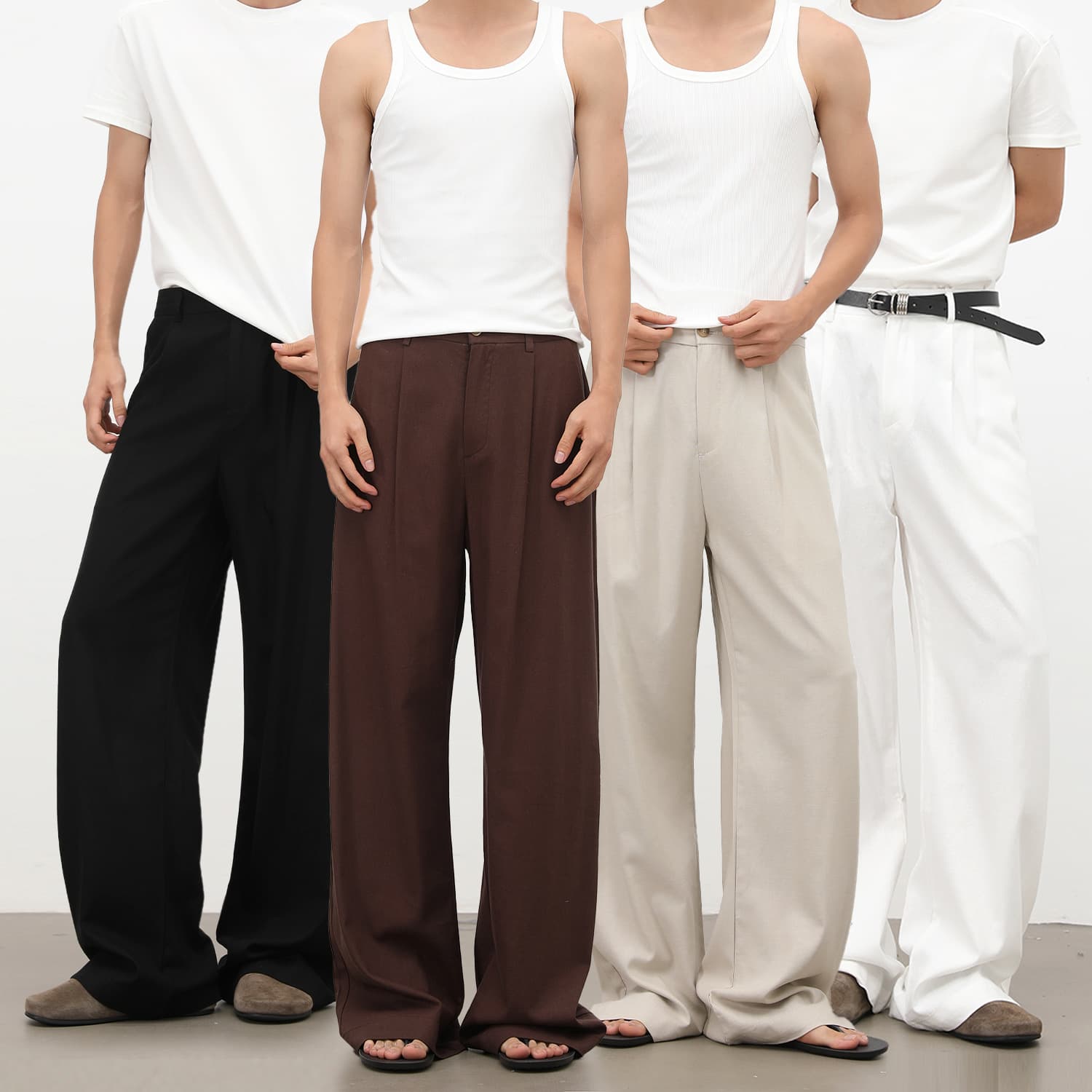 Nirben Men's Clothing | Old Money Style New Linen Casual Pants for Men, Summer Thin Loose Straight Wide-Leg Trousers.