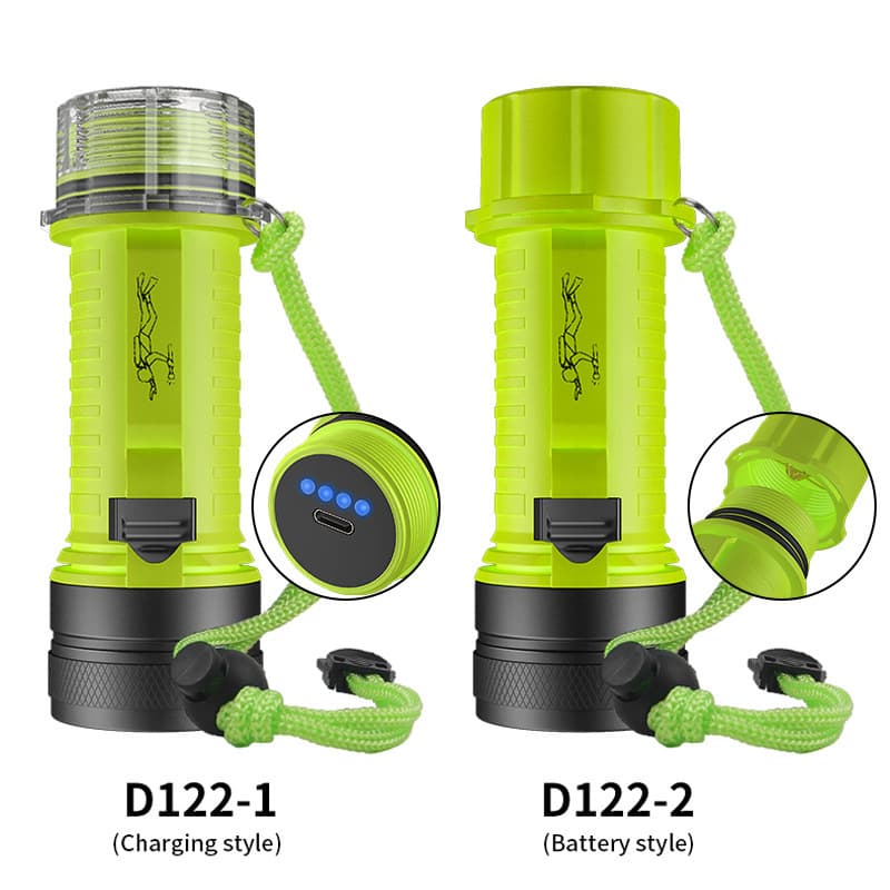 Cross-border new diving flashlight XHP50 underwater strong light flashlight white and warm dual light source rechargeable rotary switch