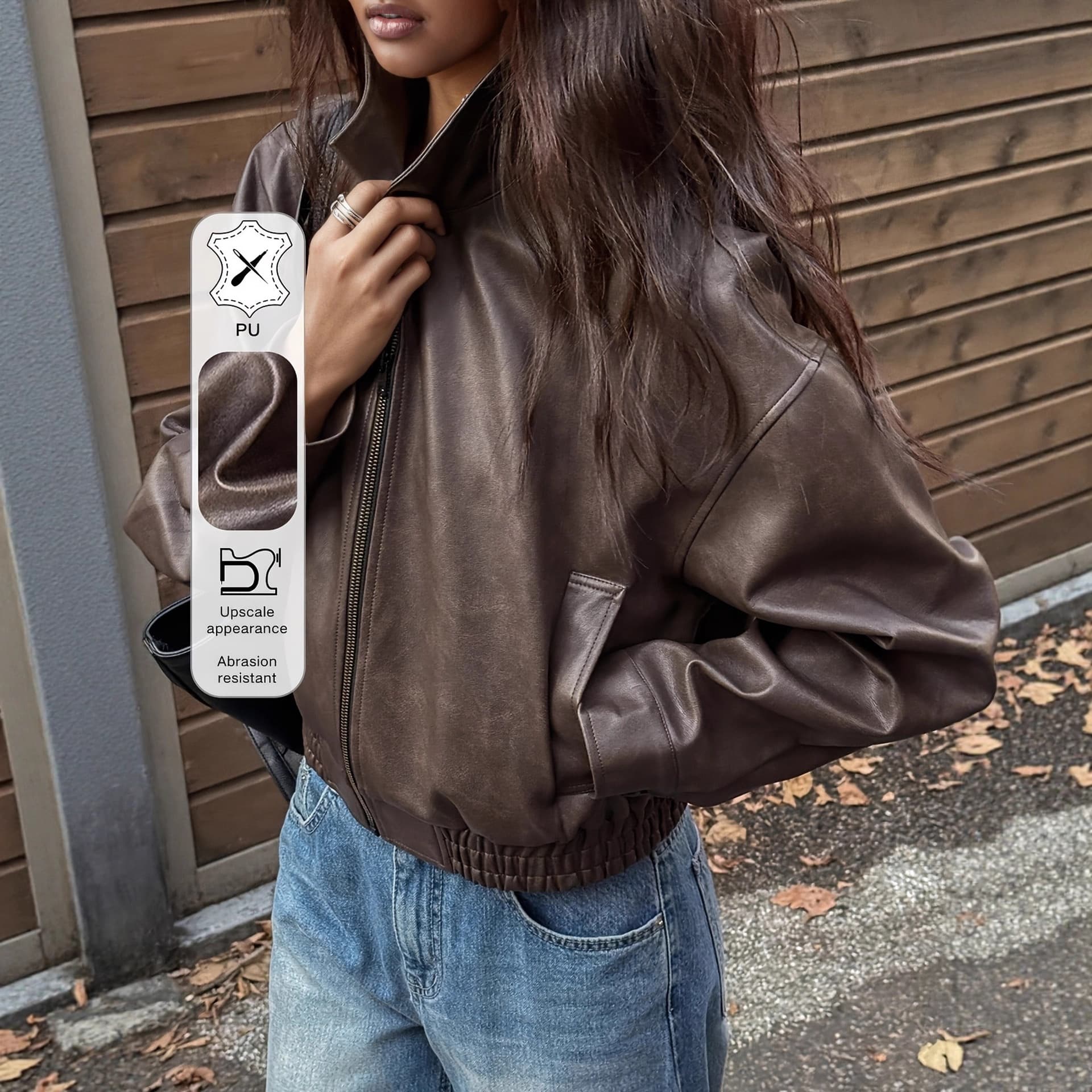 Cross-border Amazon Europe and America Women's PU Leather Jacket Motorcycle Vintage Long Sleeve Coat Fall Winter New Arrival