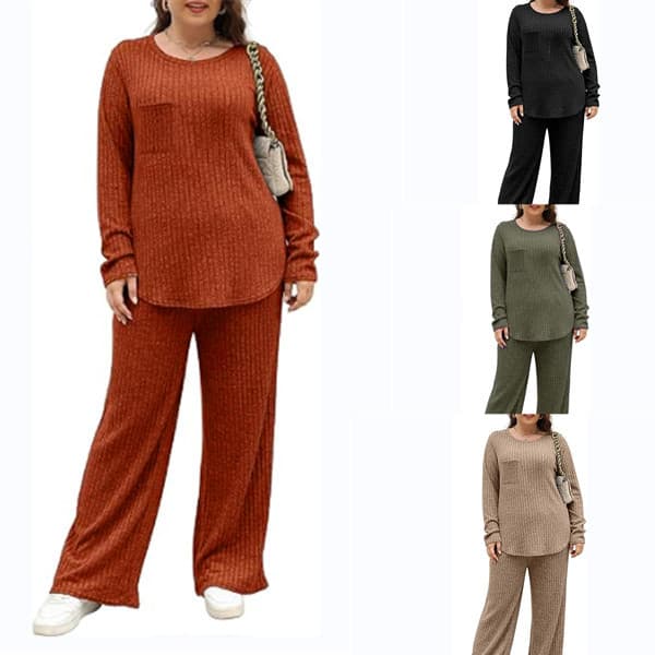 2023 Amazon Autumn and Winter New Europe and America Temu Hot Selling Bestseller Set, Plus Size Women's Wear Two-Piece Loungewear