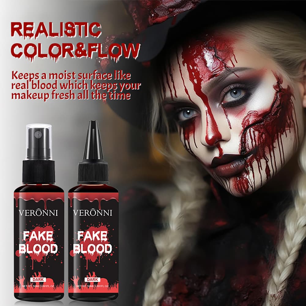 VERONNI Fake Blood Prop, Special Effects Blood Plasma Prop for Film and Television, Halloween Makeup Vomiting Blood Plasma 50ML