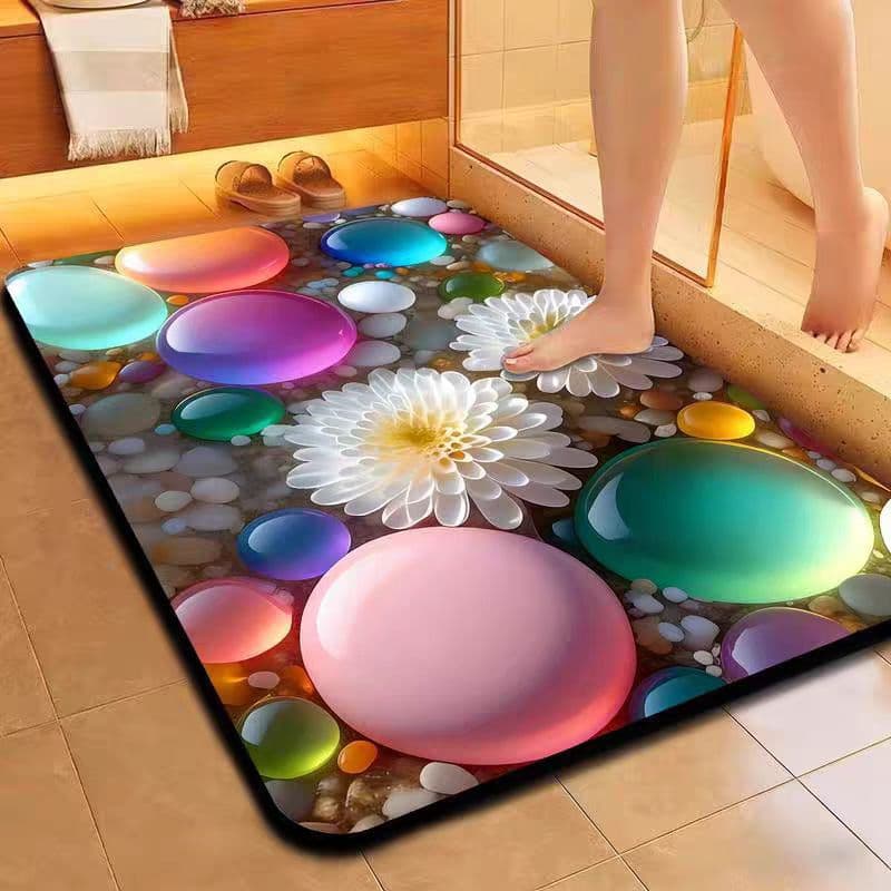 Pastoral style bathroom floor mats 5D pebbles foot mats for home non-slip and dirt-resistant toilet water-absorbent diatom mud floor mats