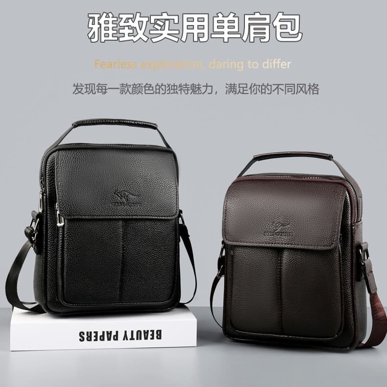 Men's Genuine Leather Shoulder Bag, First-Layer Cowhide Crossbody Bag, Multifunctional Small Bag, Trendy Men's Backpack, Handbag, Mini Crossbody Bag