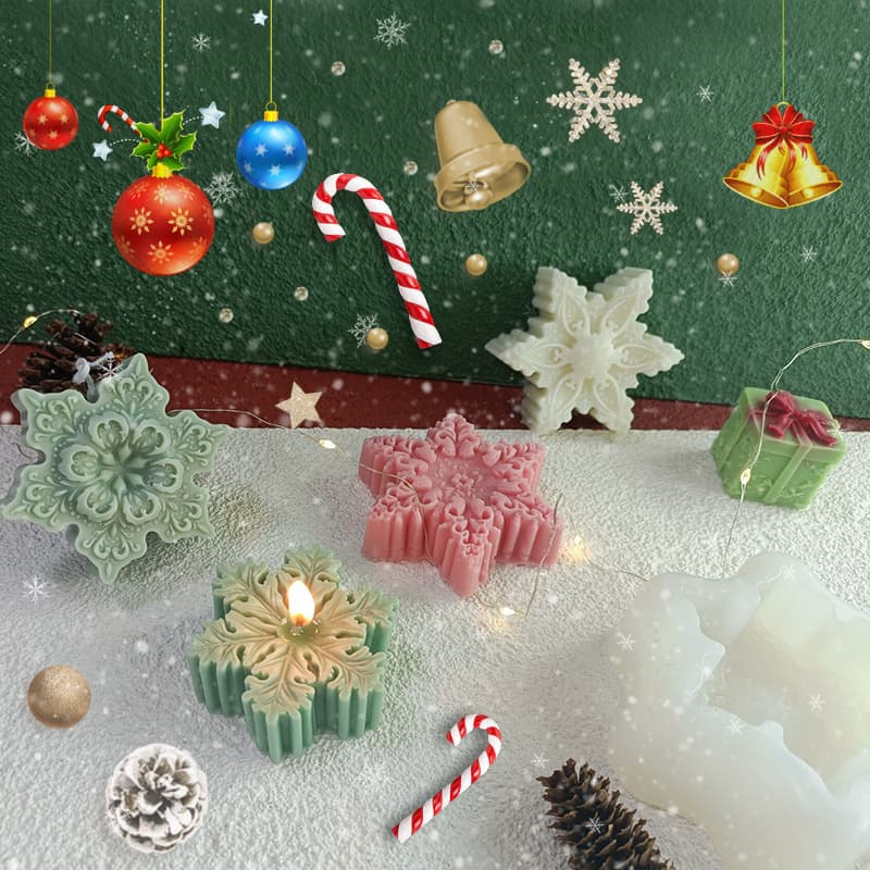 Christmas Snowflake Candle Silicone Mold DIY Handmade Soap Aromatherapy 3D Flower Aromatherapy Candle Mould for Chocolate