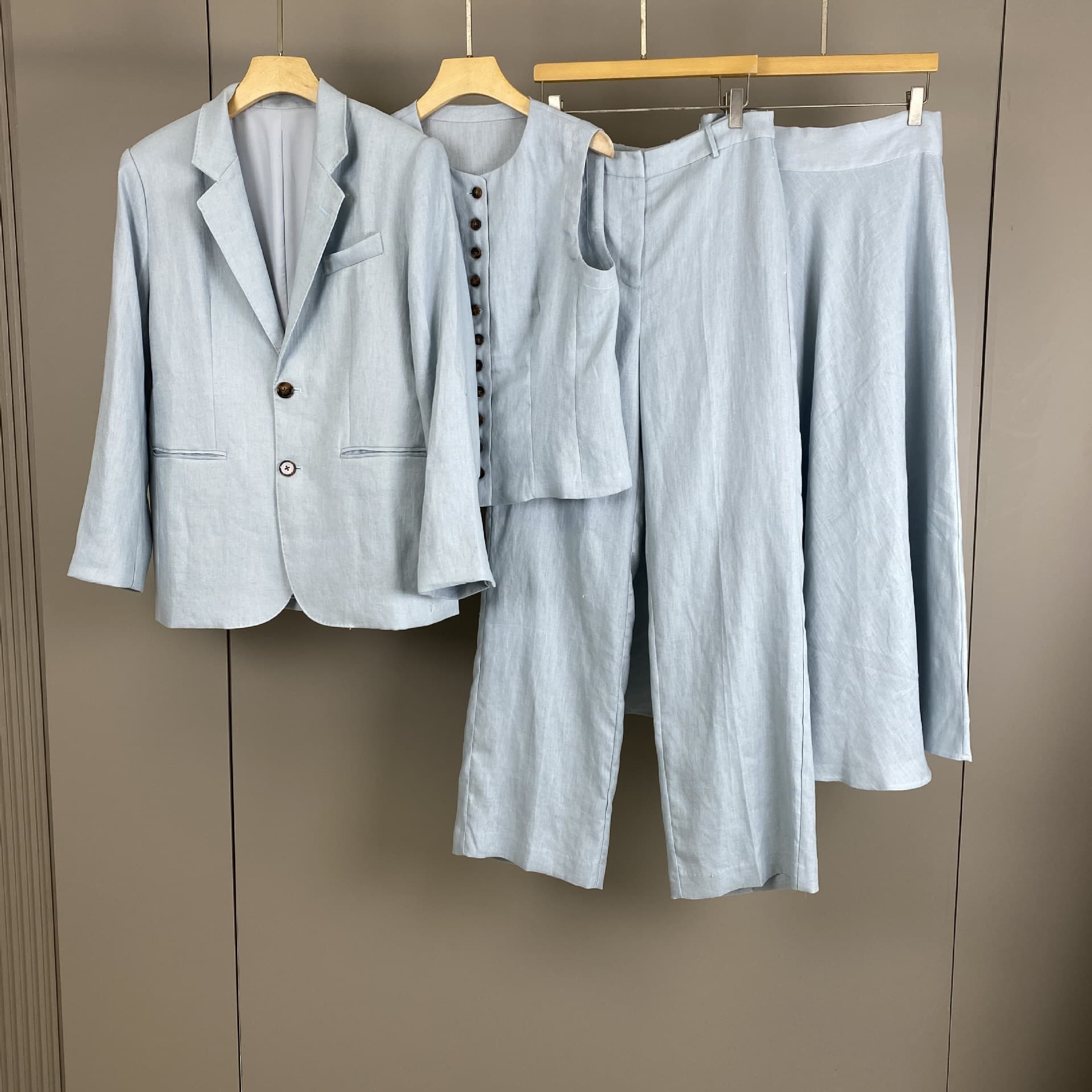Nanyou Premium 2026 Spring/Summer New Bc Linen Suit Vest Straight-Leg Pants Skirt Fashion Casual Commuter Set