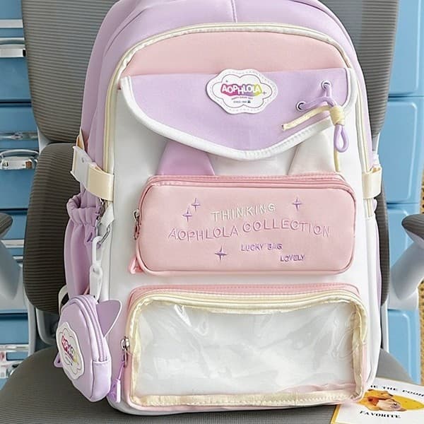 Fashionable and high-looking color-blocked backpack for women, commuting, casual, large-capacity school bag, lightweight travel trend, versatile backpack