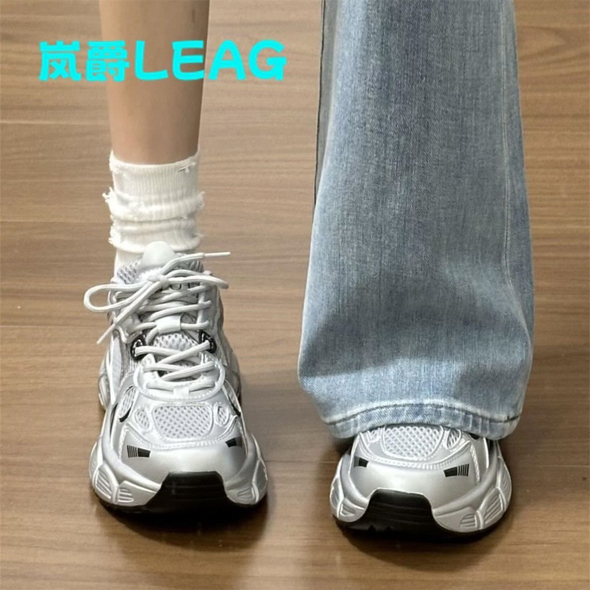 Lan Jue Soft Sole Lightweight Sneakers for Women 2026 Summer New Trendy Ins Mesh Breathable Silver Dad Shoes
