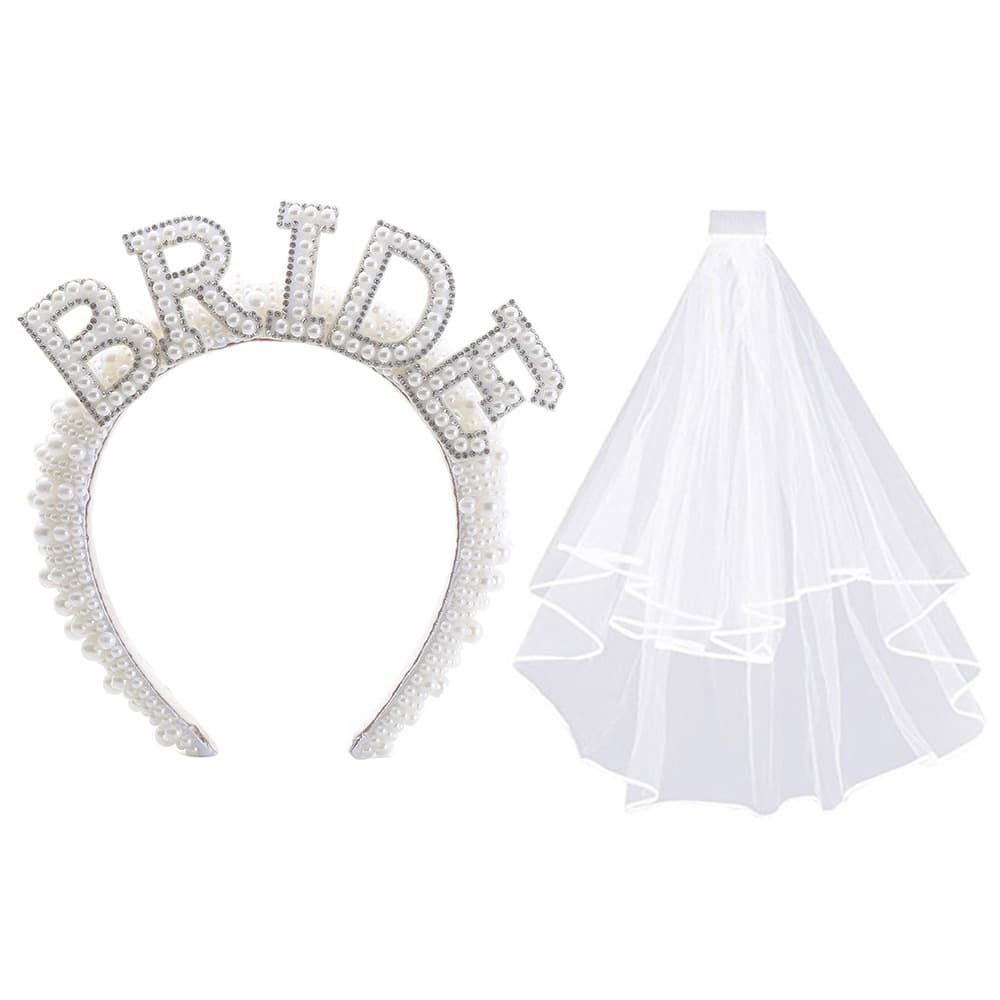 New Wedding Set Bride Accessories Veil Crown 3-Piece Set Rhinestone Headpiece Wedding Dress Photo Prop Ceremony Sense