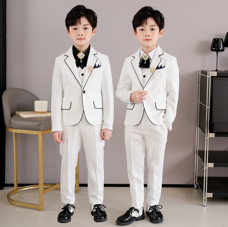 Children's Suit Set British Handsome Summer Boy's Little Host Attire Middle and Large Child Piano Fashion Show Performance Wear