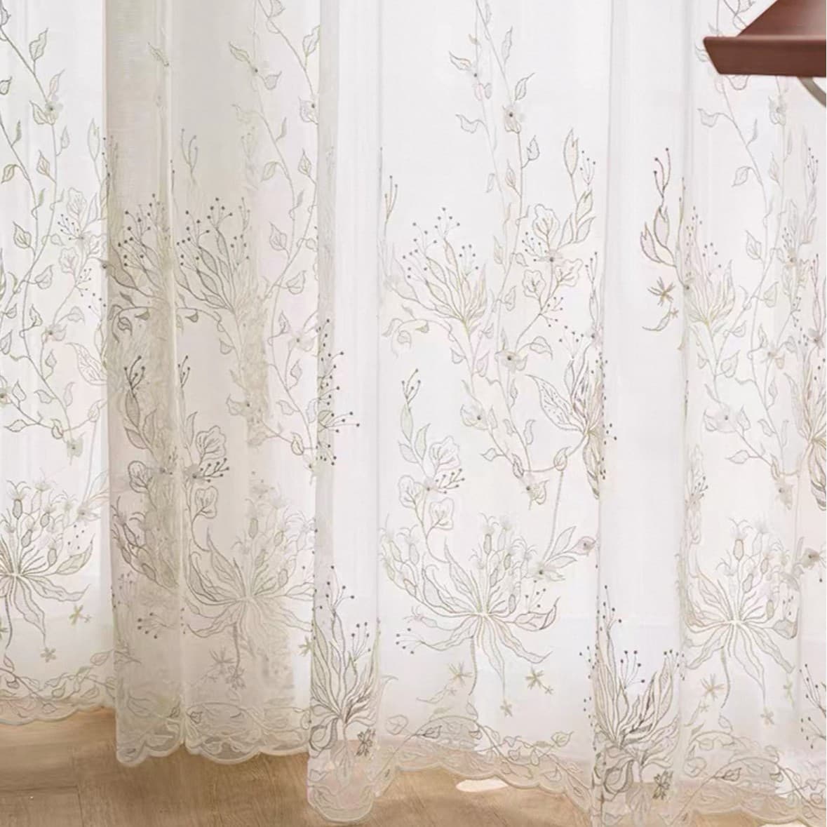 Iris Embroidery Sheer, High-End Embroidered Sheer, Starry Sky Sheer, White Sheer Curtain, Room Divider, Semi-Blackout Modern Window Sheer