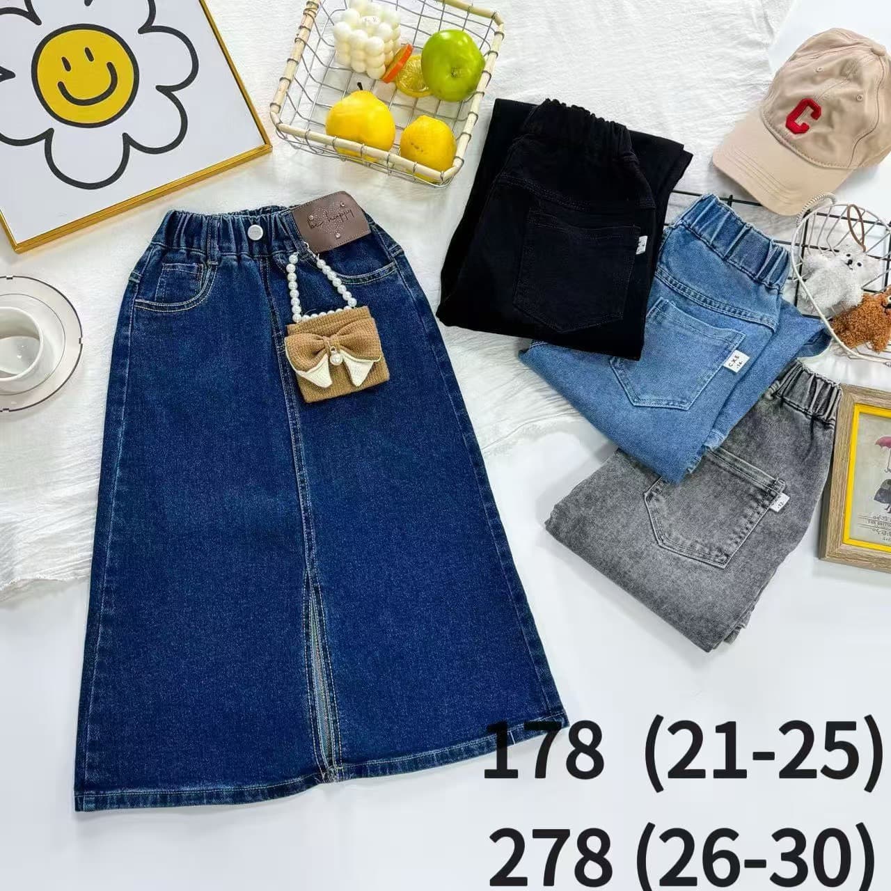 Girls Denim Skirt 2025 Spring/Autumn New Style, Mid-Long Skirt for Older Children, Fashionable Split Skirt, Kids Clothing