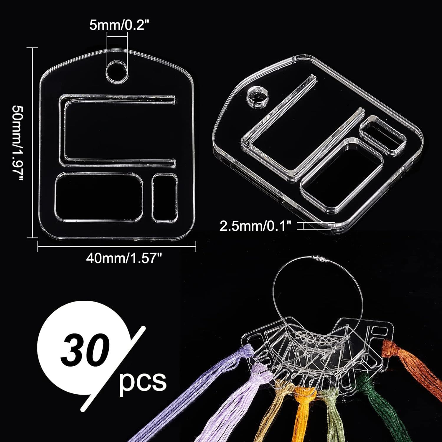 10pcs Clear Acrylic Cross Stitch Floss Organizer DIY Craft Pattern Sewing Thread Spool Storage Bag