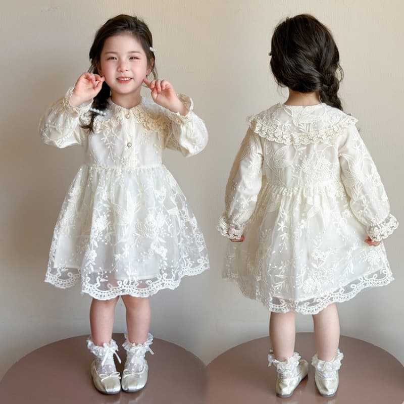 Girls' Dress Autumn 2026 New Stylish Children's Lace Long Sleeve Princess Dress Baby Girl Ruffled Skirt Fashion