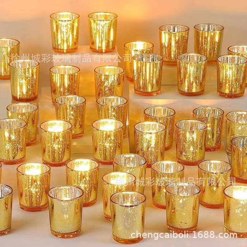 Cross-Border Amazon Electroplated Silver Starry Sky Candle Cup, Scented Empty Cup DIY Ornament, Gold Speckled Glass Candle Holder