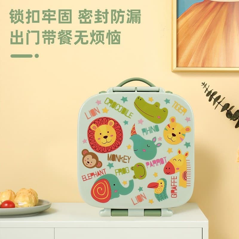 Lunchbox Cross-Border Kids Lunch Box Food-Grade Plastic Microwave-Safe Student Compartment Bento Box Cartoon