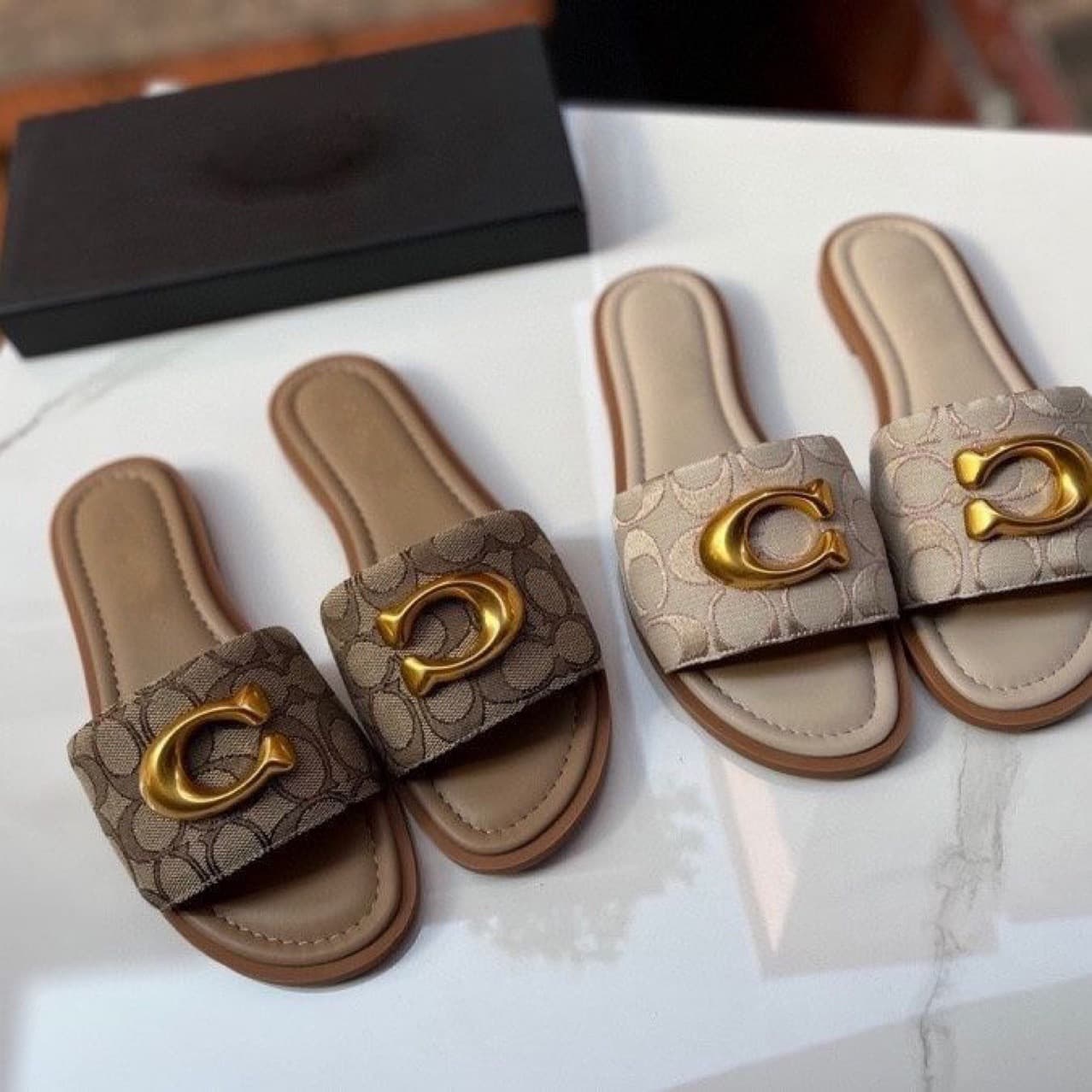 2025 Summer New Foreign Trade Canvas Women's Shoes Flat Slippers Casual Versatile Fashion Trend Soft Leather Sandals