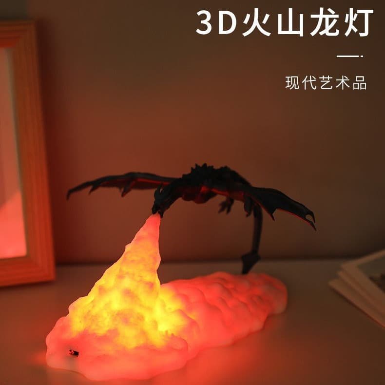 3d Printed Spray Fire Dragon Rocket Lamp Bedroom Creative Decoration Small Night Light Led Night Light Festival Gift