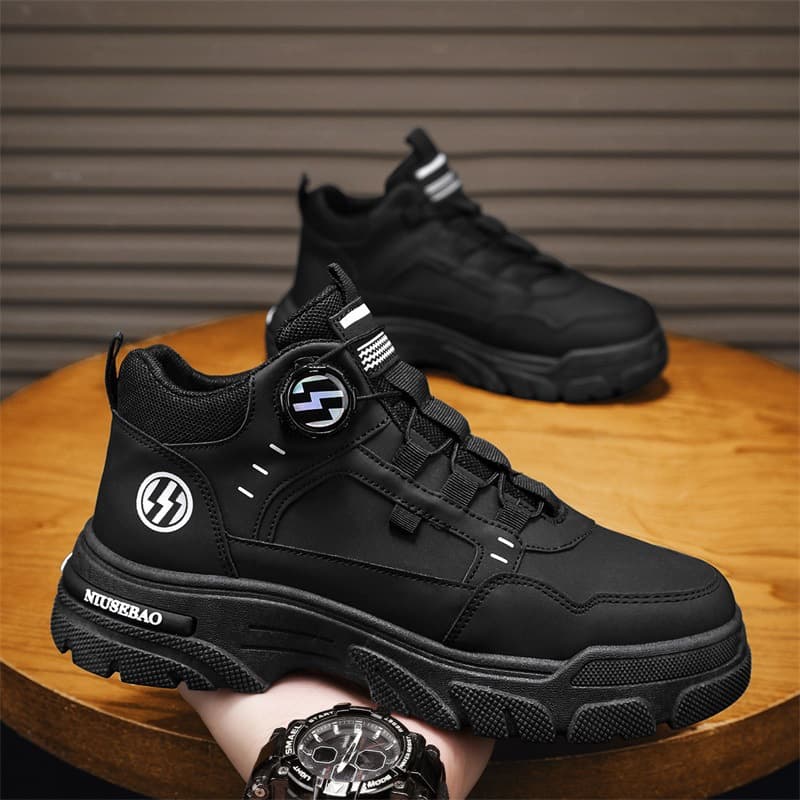 2026 Spring Mid-Top Men's Shoes Trendy Versatile Men's Boots Outdoor Men's Shoes Slip-On Fashion Shoes Youth Casual Shoes
