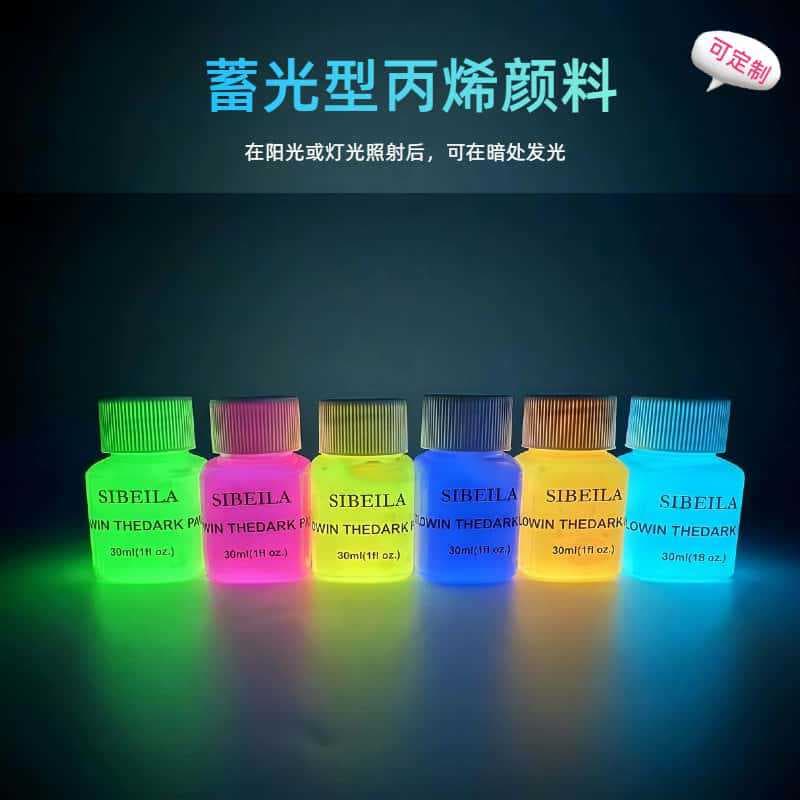 Luminous Acrylic Paint Waterproof Glow-in-the-Dark Paint for Hand-Painting Clothes Shoes Student Party Stage Decoration