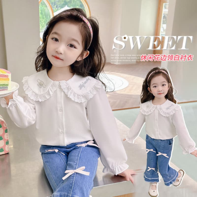 Girls' Shirts 2025 Spring and Autumn Thin White Shirt Cardigan Girls Korean Style Casual Long Sleeve Fashion Top Shirt
