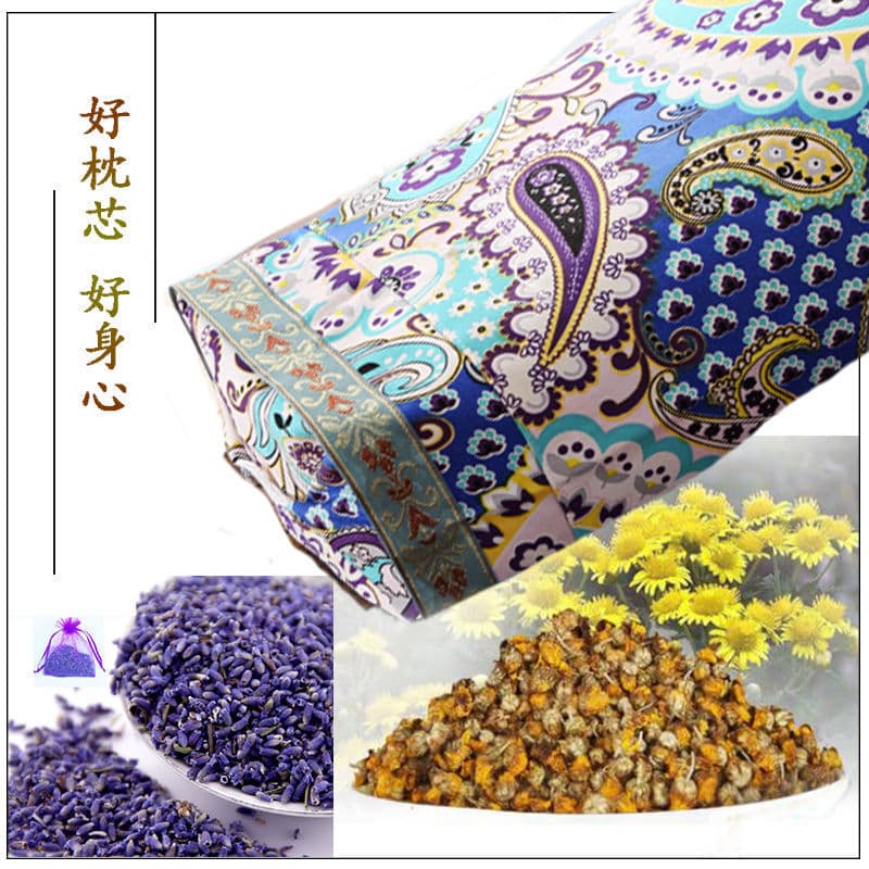 F8H Cassia Seed, Wild Chrysanthemum and Lavender Pillow Buckwheat Husk Cervical Support to Help Sleep High Thick Hard Health Care Pillow Core
