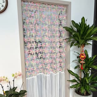 New Double-Opening Lace Screen Door Curtain for Bedroom Mosquito Protection, Breathable Long Privacy Curtain, No-Drill Partition Curtain for Home