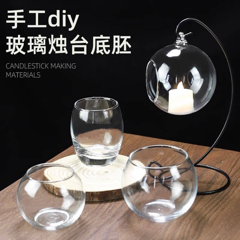Transparent glass creative candlestick base ball DIY handmade mosaic decorations children's gifts