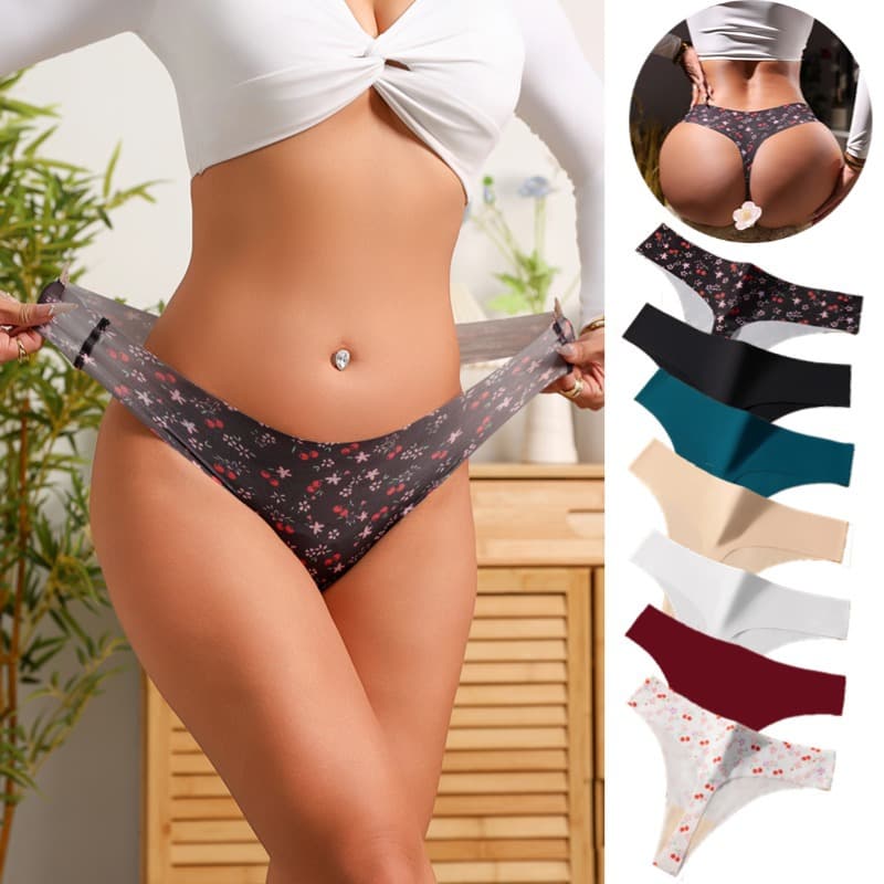 Seamless Thong Women Sexy Skin-fit Panties Fashion Printed G-String Comfortable Breathable
