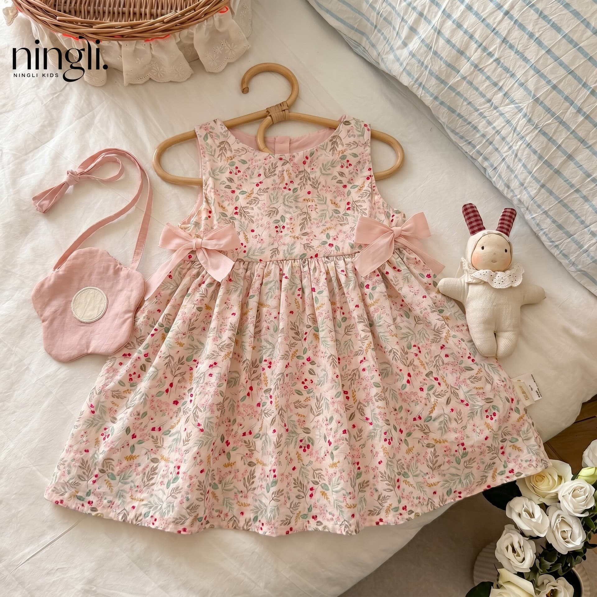 Ningli Girls Summer New Stylish Comfortable Princess Dress Baby Girl Casual Sweet Floral Sleeveless Vest Dress