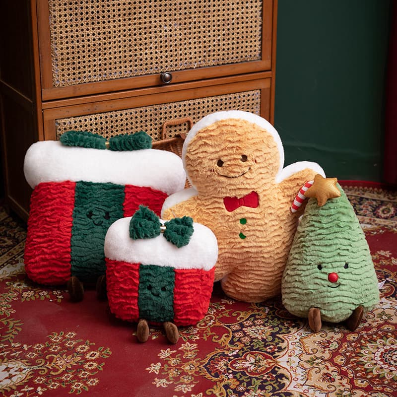 Cross-border Christmas Holiday Decorative Throw Pillow, New Year Gift, Christmas Gift Box, Wreath, Christmas Tree, Plush Gingerbread Man Doll