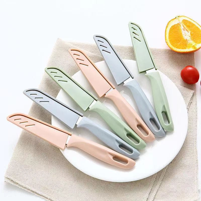 Wholesale Stainless Steel Fruit Peeling Knife with Cover, Household Fruit Knife, BBQ Small Knife