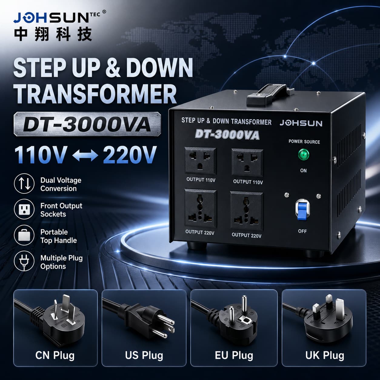 DT-3000VA voltage converter 220V to 110V power converter voltage step-up transformer