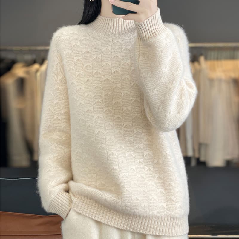 2025 Autumn/Winter New Premium Knit Wool Sweater for Women Loose Long-Sleeve Pullover Stylish Design Top