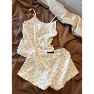 Youthful Design Little Yellow Duck Camisole Pajama Set for Women Spring 2026 New Plus Size Casual Shorts Loungewear Set
