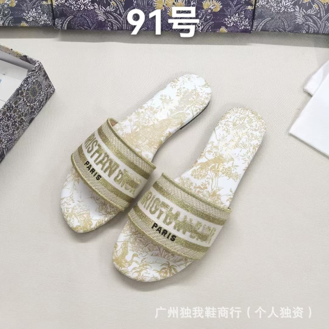 High-End Cross-Border Popular D-Brand Classic 49-95 Precision Letter Embroidery Flat Slippers Wholesale