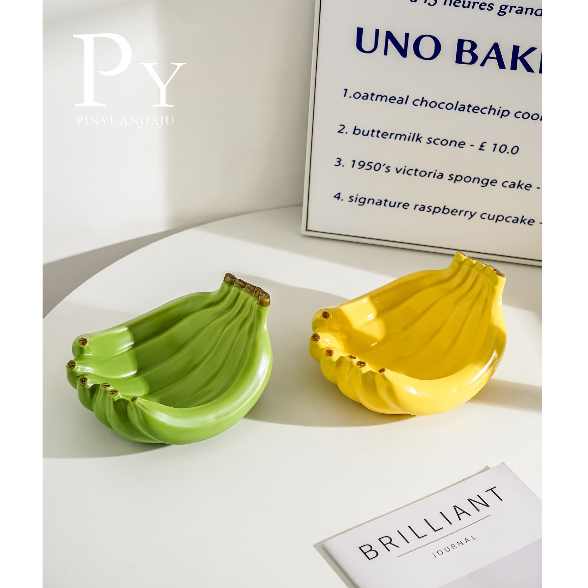 Exquisite Small Size Ceramic Fruit Tray Banana Leaf Green Design Snack Tray Hotel Restaurant Storage Creative Simple Style