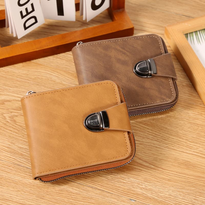 Cross-border new men's wallet short zipper bag large capacity multiple card slots small clutch business retro coin purse