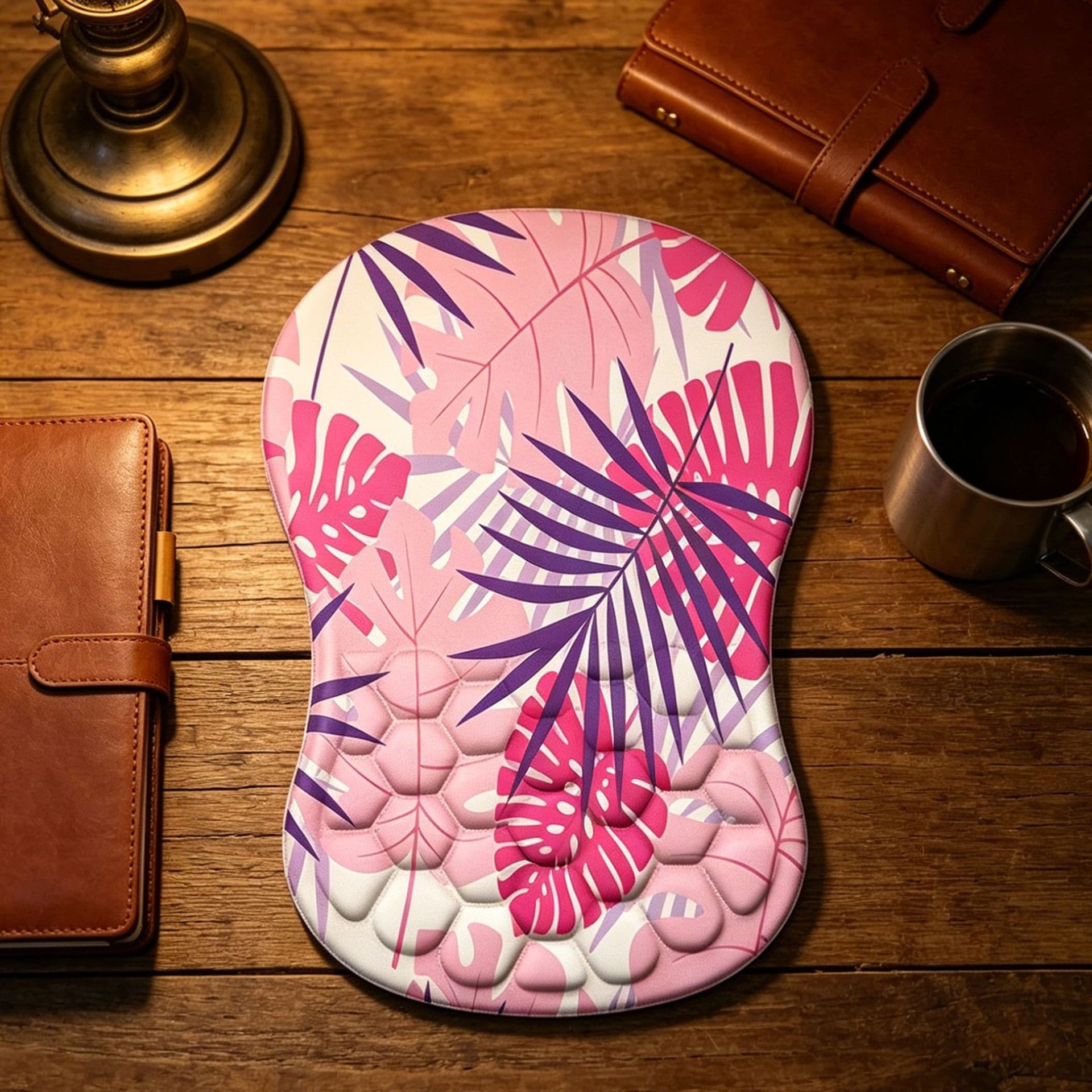 Pink Wrist Rest Mouse Pad Ergonomic Memory Foam Silicone Wrist Support Cushion Non-Slip Wrist Pad for Office and Home