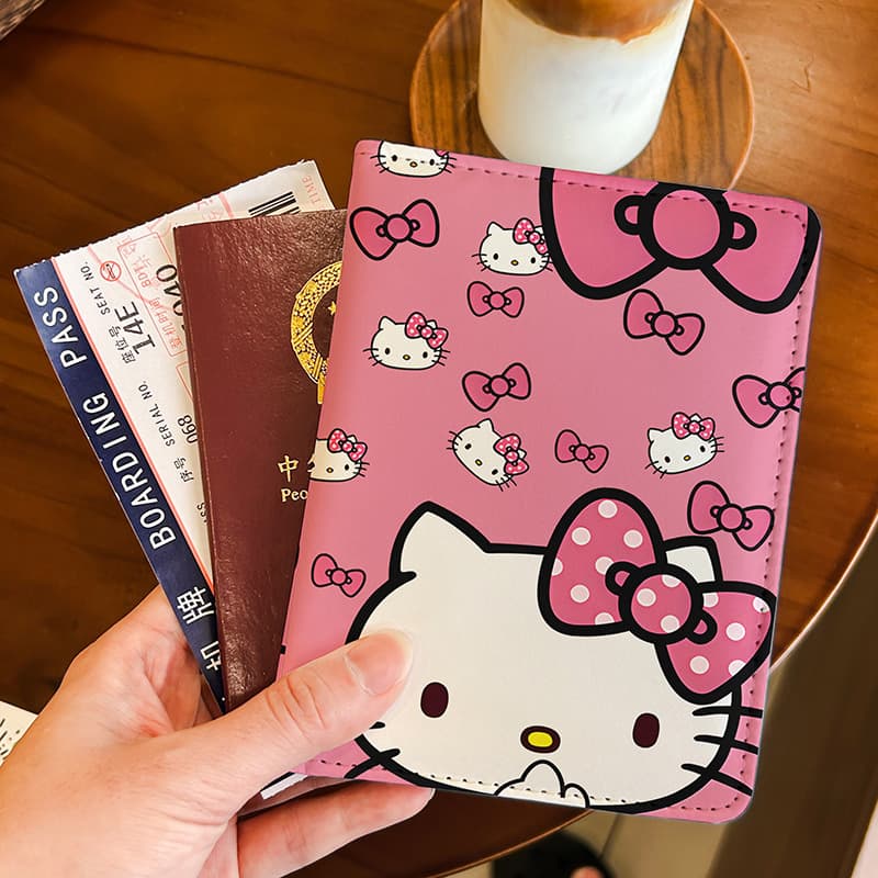 Cute Cat Cute Cartoon Travel Passport Holder Document Bag Protective Cover Multifunctional Card Holder Portable for Traveling Abroad