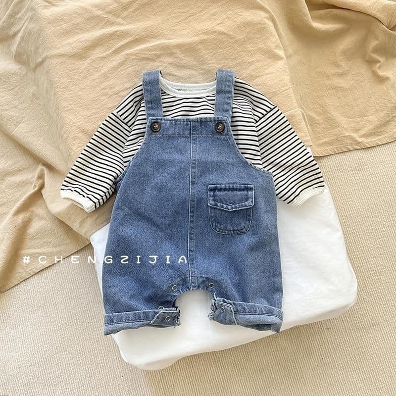New Korean Style Ins Baby Soft Denim Overalls Romper for Boys and Girls, Fashionable Casual Pants Crawling Suit
