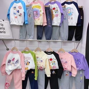 Brand Children's Sweatshirt Set Boys Girls Sweatshirt Pants Autumn Winter Mid-Large Child Winter Clothing Final Stock Clearance Wholesale