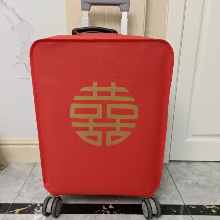 Wedding luggage cover, dowry cover, combination lock suitcase, double happiness character dust bag, luggage protective cover, red