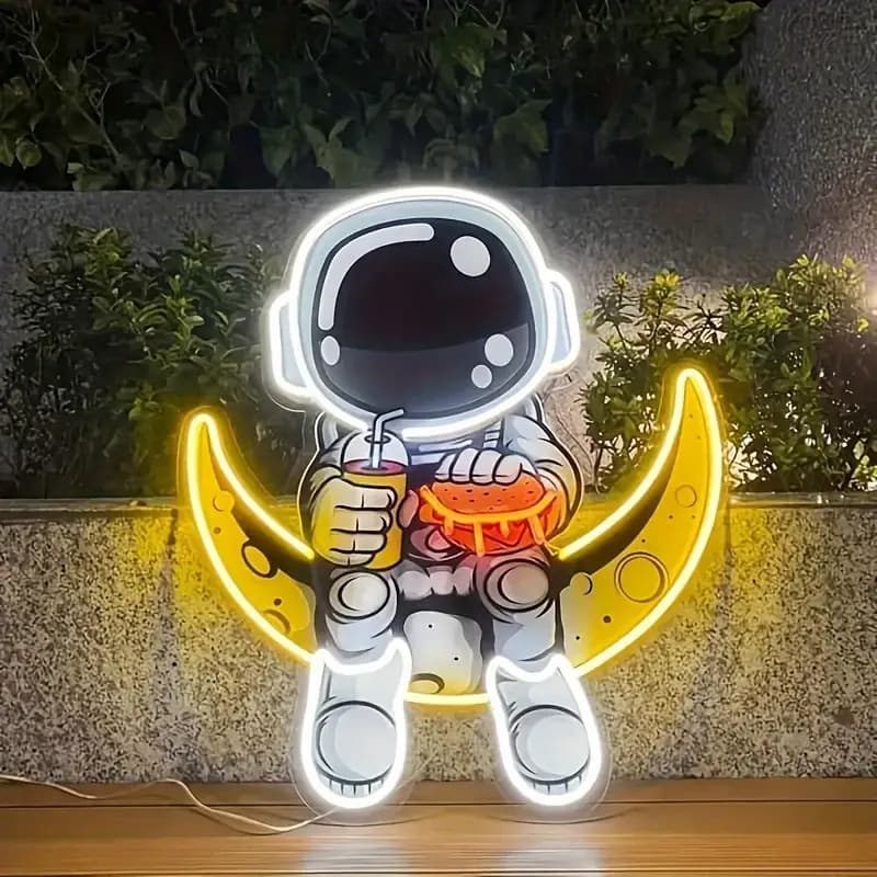 UV Printed Neon Light Smoking Monkey LED Astronaut Neon Light USB David Statue Decorative Ambient Lamp