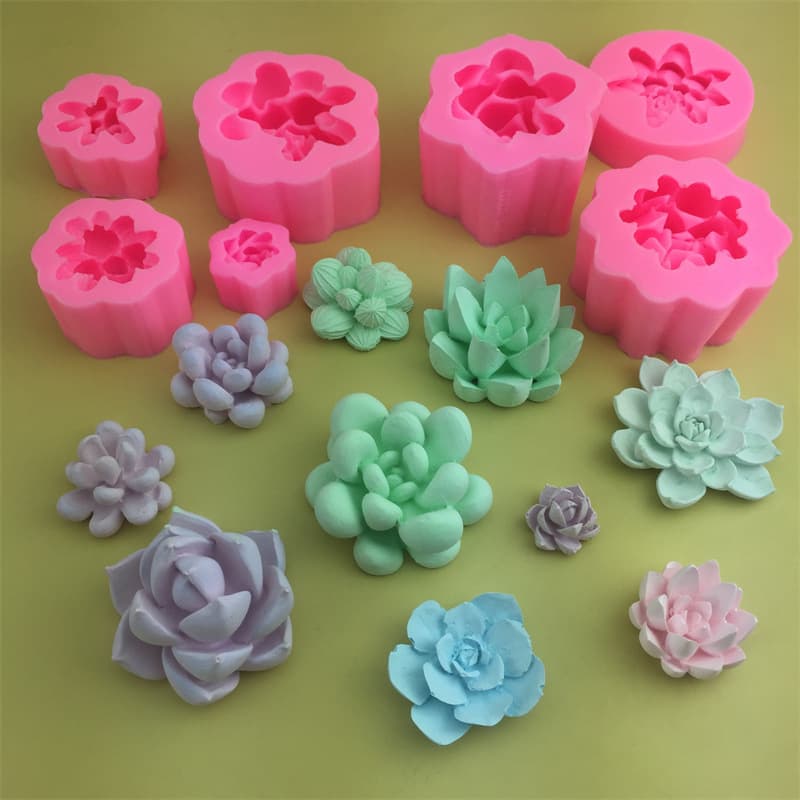 Succulent Plant Cactus Fleshy Flower Series Silicone Mold Chocolate Cake Mold Baking Decoration Tools