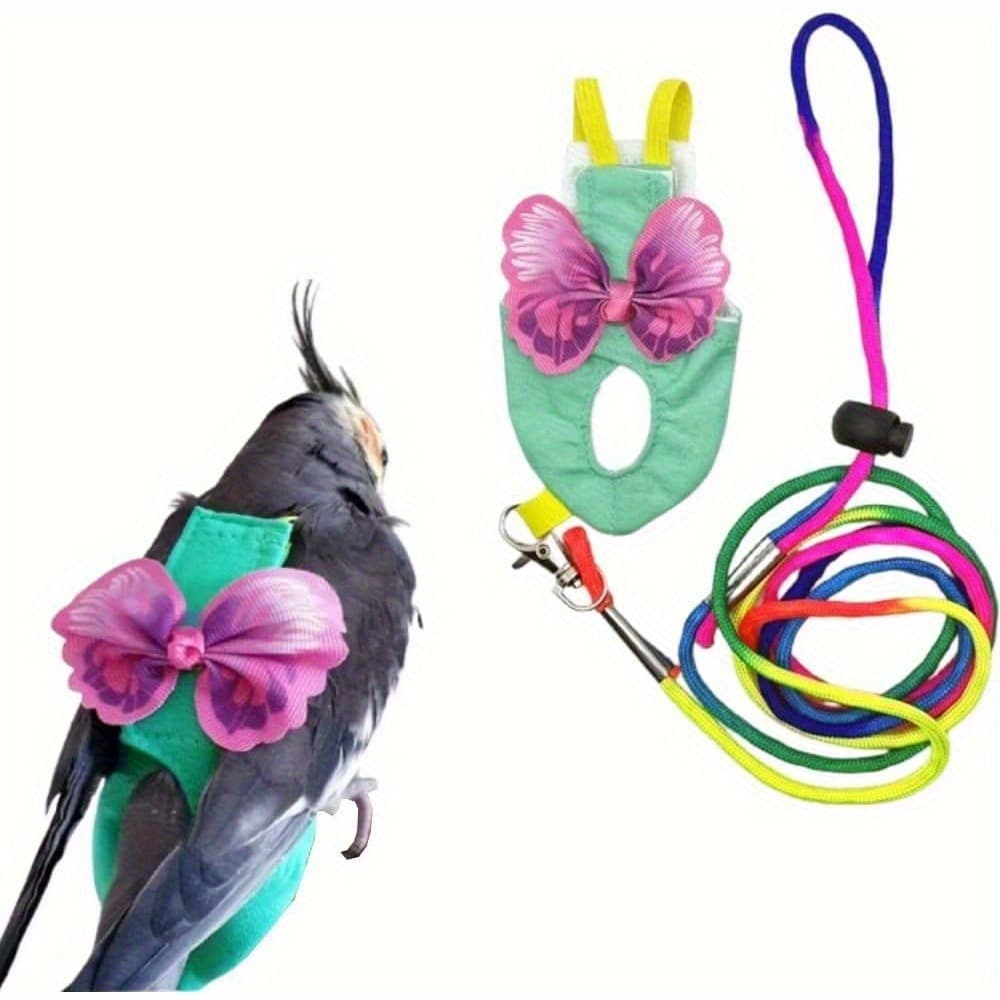 Parrot Flight Harness Rope Ultra-Light Flying Traction Rope Peony Black Wind Small Sun Bird Walking Rope Bird Vest