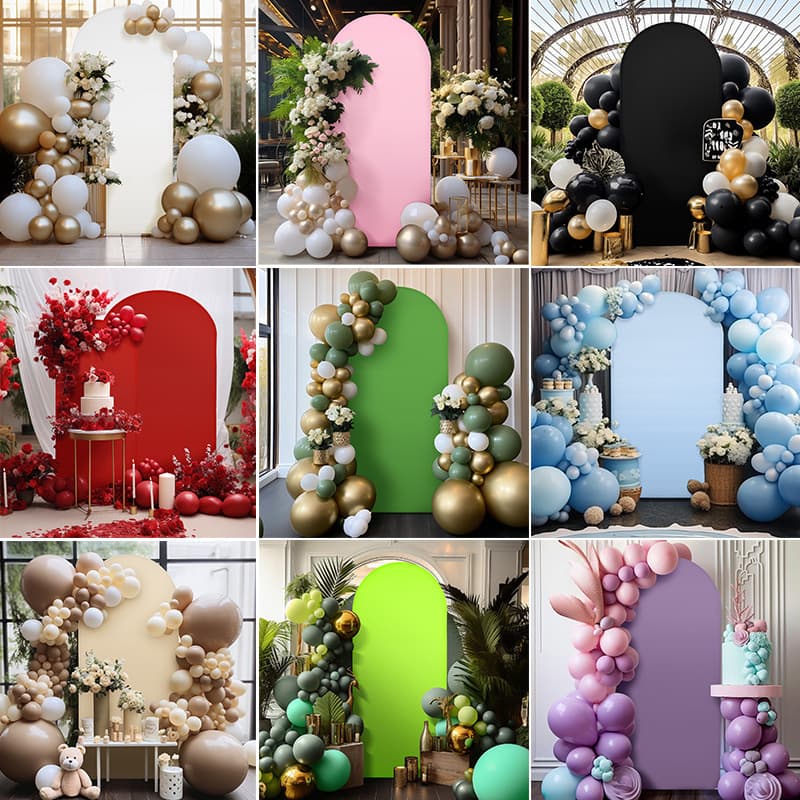 Wedding Arch Decoration Photo Background Cover with Bottom Zipper, U-Shaped Cover with Bow for Festive Parties