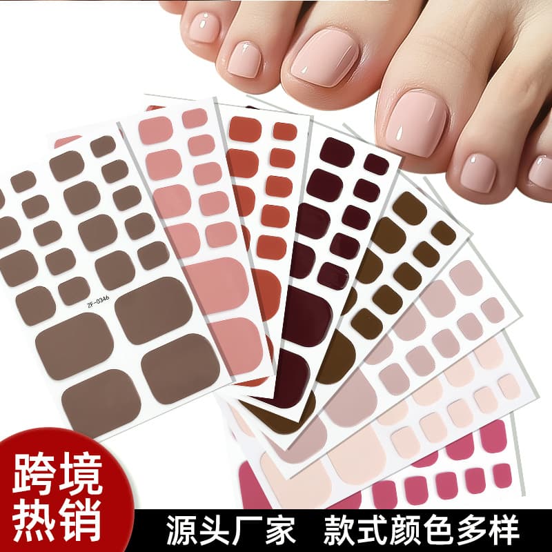 Zhengxiang cross-border Japanese and Korean manicure stickers waterproof nail polish film solid color toe stickers cross-border ins style toe nail stickers customization