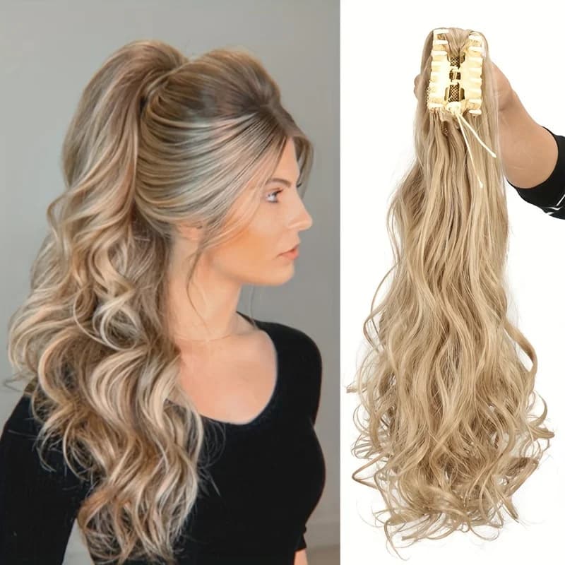 European and American Wig Products Claw Clip Curly Hair Women's Claw Clip Ponytail Tiger Clip Braid Factory Source Stock Ready to Ship High Temperature Silk