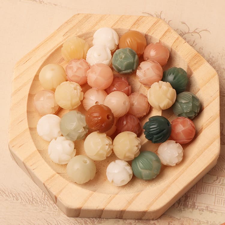 Money Flower Bodhi Carved Lotus Loose Beads DIY Bodhi Seed Handheld Mala Accessories Create White Bodhi Bracelet Accessories