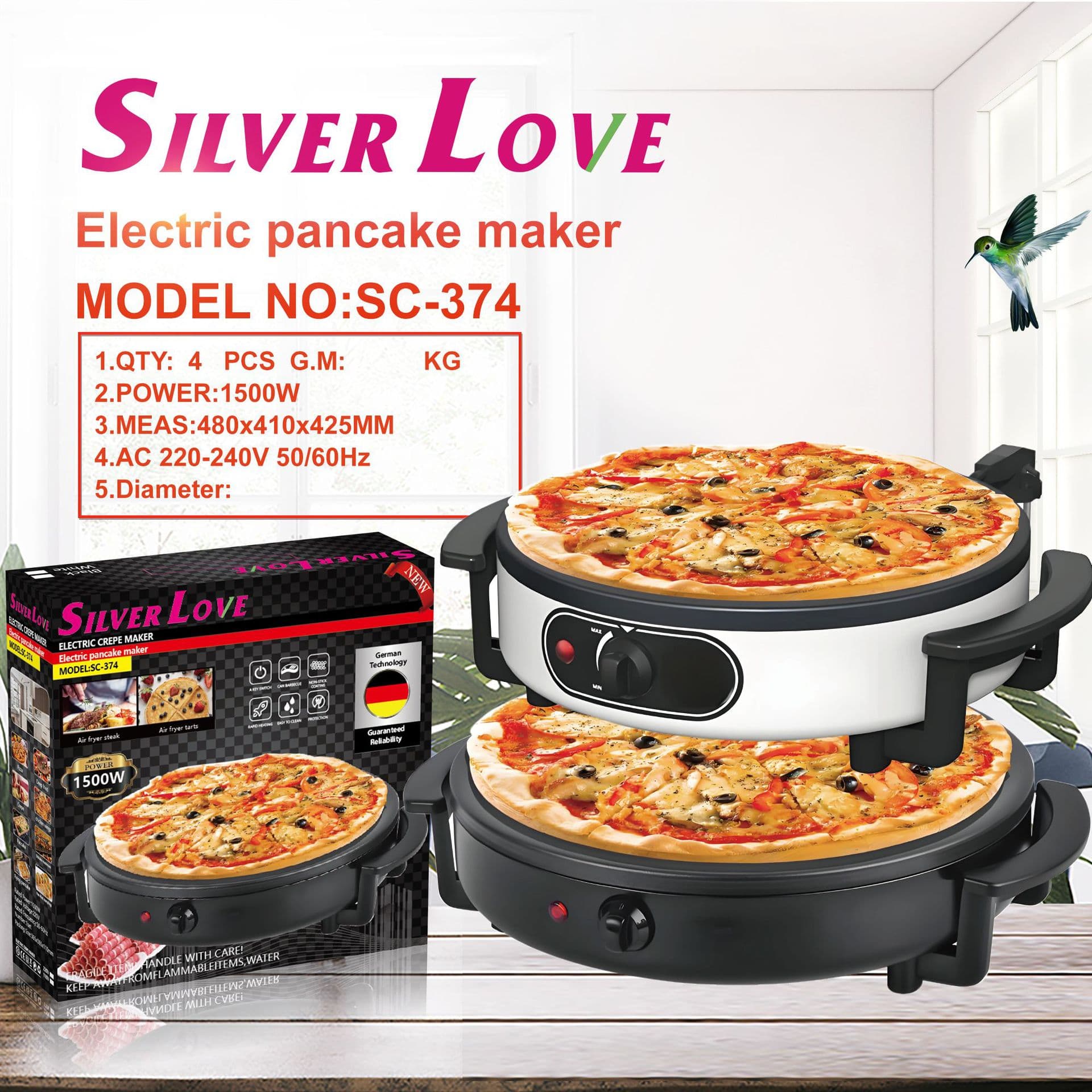 Foreign trade export household Pancake maker pie machine pizza machine pancake maker 1500W single-sided heating